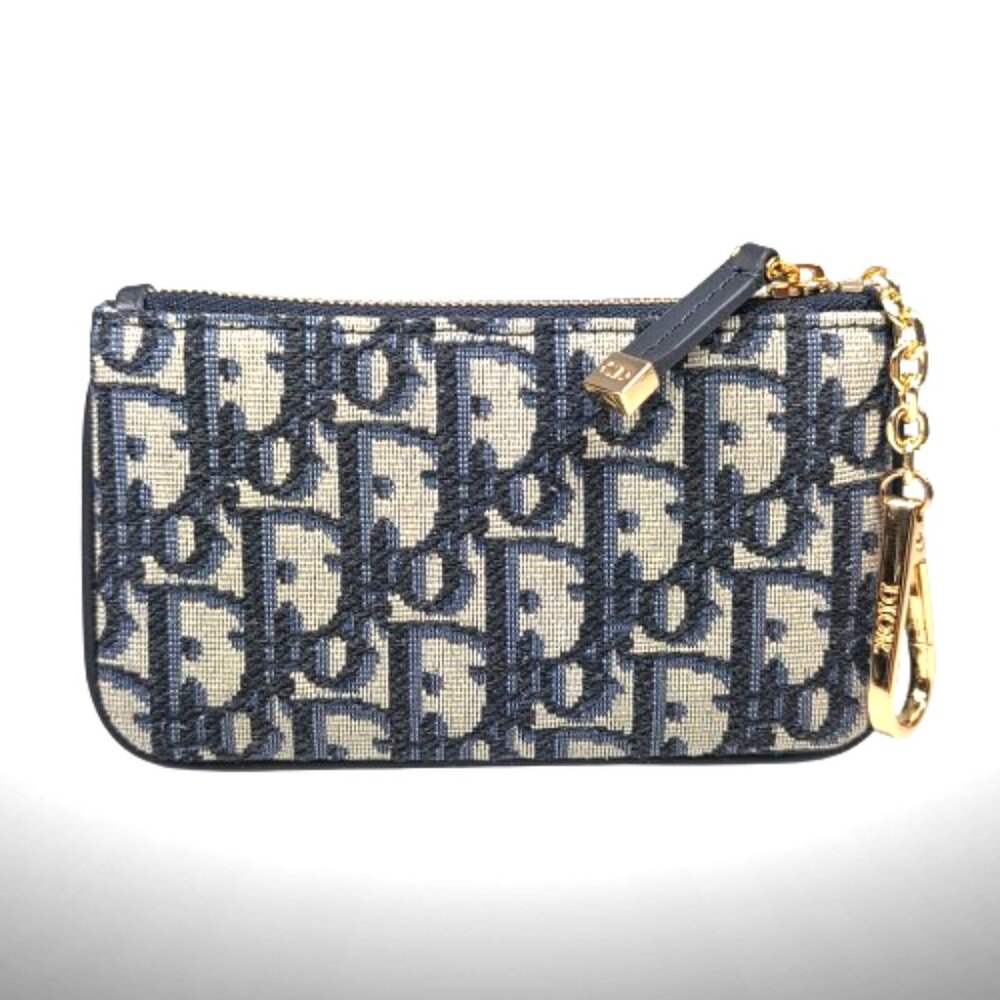 DiorTravel Myrte Zipped Key Case Blue Dior Oblique Jacquard - w/ Box + Dust Bag - Picture 3 of 9